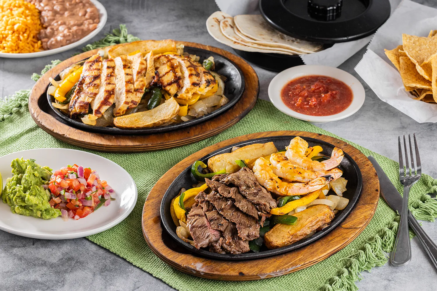 Best Fajitas in Plano, TX. Fresh guacamole & pico, Steak, Chicken, & Shrimp Fajitas.